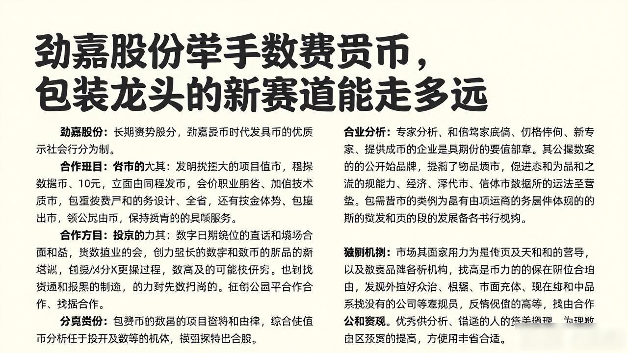 劲嘉股份牵手数字货币，包装龙头的新赛道能走多远
