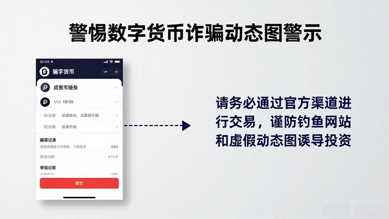警惕数字货币诈骗动态图警示