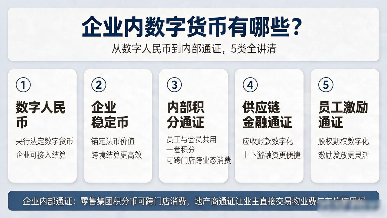 企业内数字货币有哪些？从数字人民币到内部通证，5类全讲清